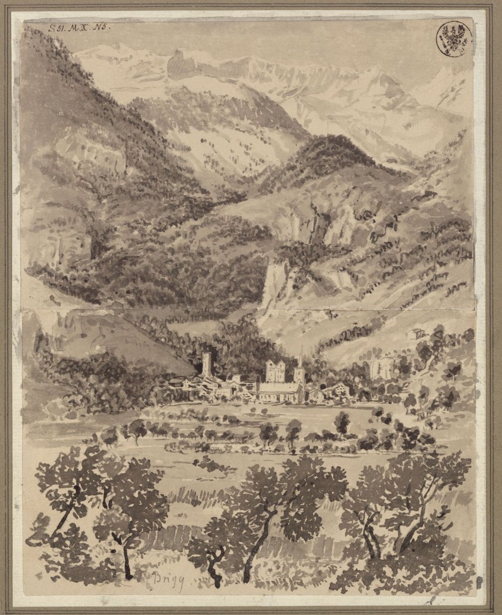 Vue de Brigue et de ses environs dans le canton suisse du Valais - Karl Friedrich Schinkel