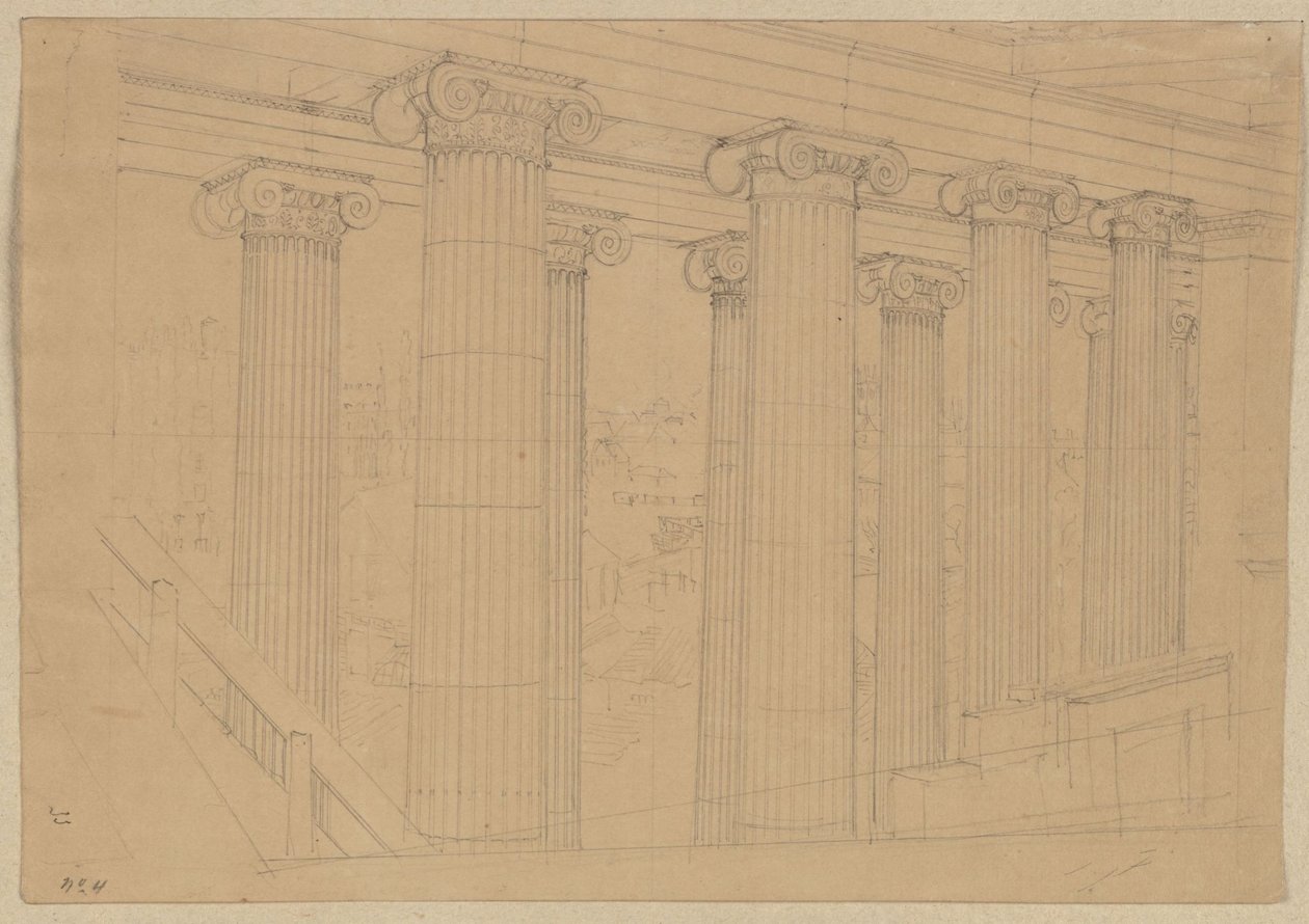 Berlin. Altes Museum au Lustgarten. Vue depuis la salle pendant la construction - Karl Friedrich Schinkel