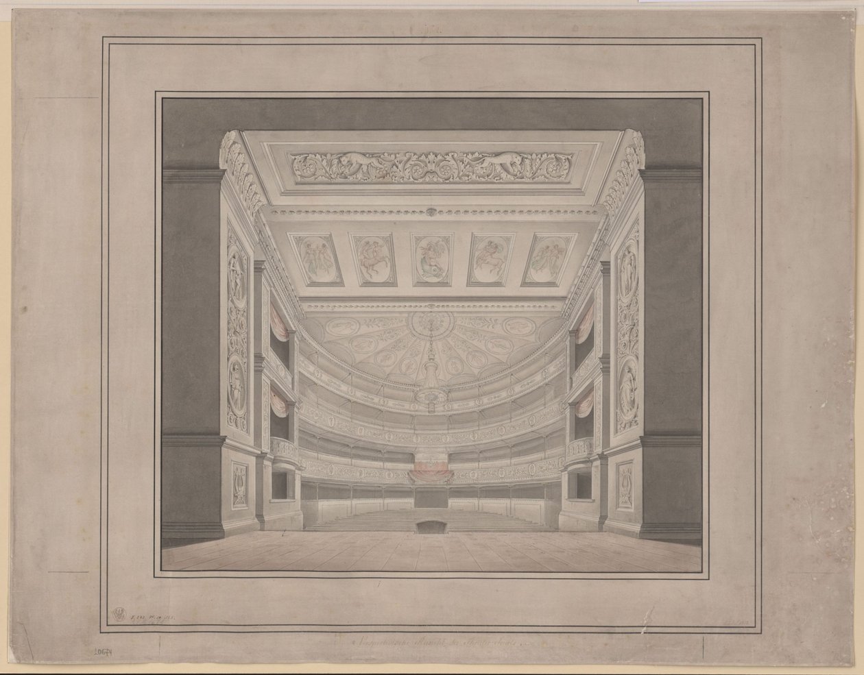 Berlin. Schauspielhaus sur le Gendarmenmarkt, auditorium - Karl Friedrich Schinkel