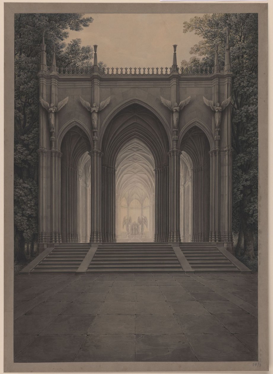 Berlin. Le château de Charlottenburg, le parc du château, le mausolée de la reine Louise. Vue générale - Karl Friedrich Schinkel