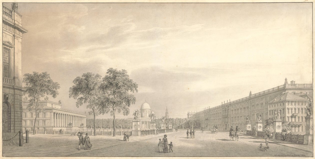 Berlin, Unter den Linden. Vue du Lustgarten avec le pont du château, l
