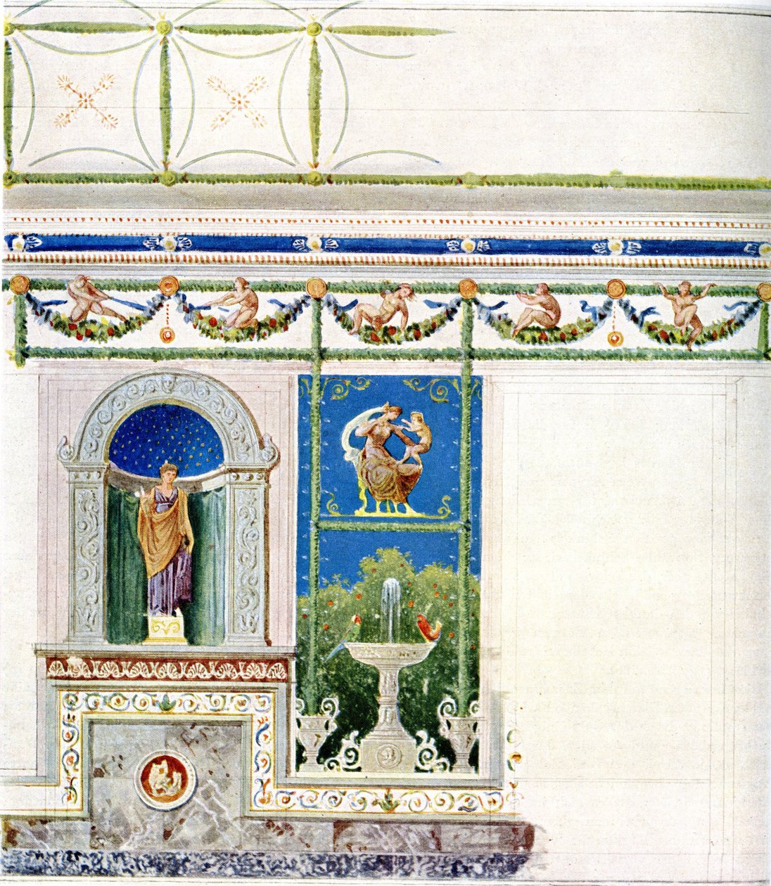 Berlin, Wilhelmplatz. Palais du prince Charles de Prusse, salle à manger. Projet pour mur et plafond - Karl Friedrich Schinkel