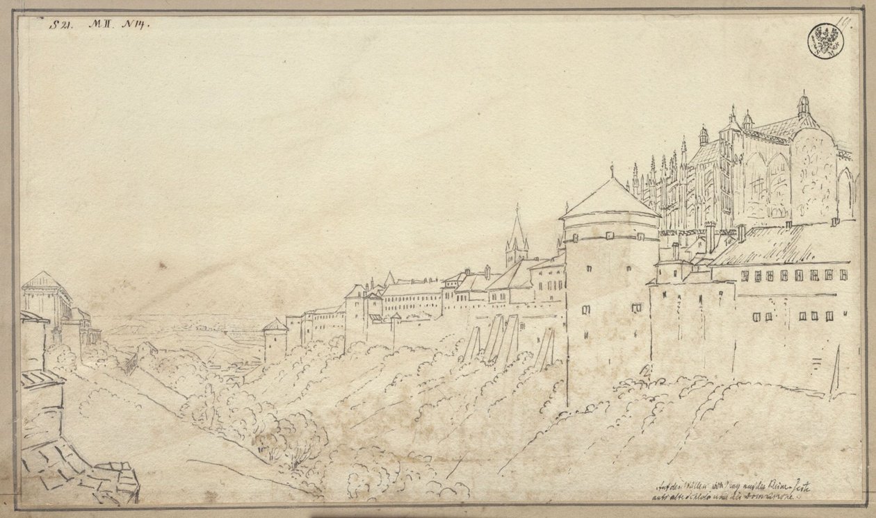Vue sur le Hradčany à Prague avec le chœur de la cathédrale Saint-Guy - Karl Friedrich Schinkel