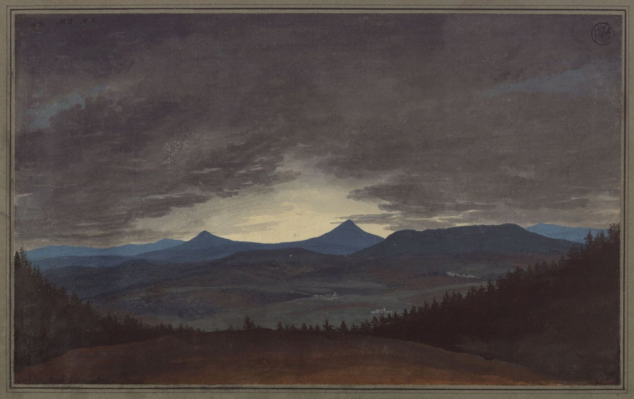 Chaîne de montagnes de Bohême au crépuscule - Karl Friedrich Schinkel