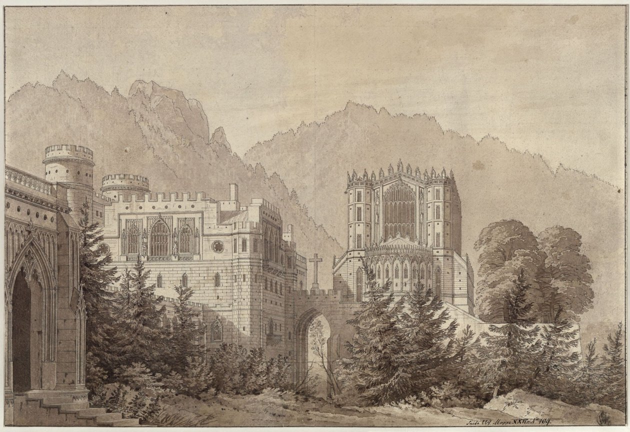 Décoration à usage général. Complexe de châteaux médiévaux. Château de Woodstock - Karl Friedrich Schinkel