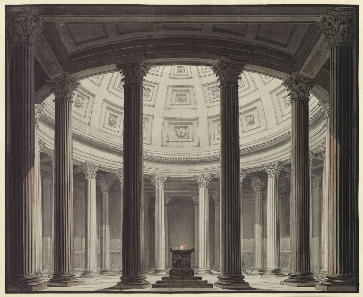 La Vestale. Opéra de Gaspare Spontini. Projet pour le 2e décor. Vue de l
