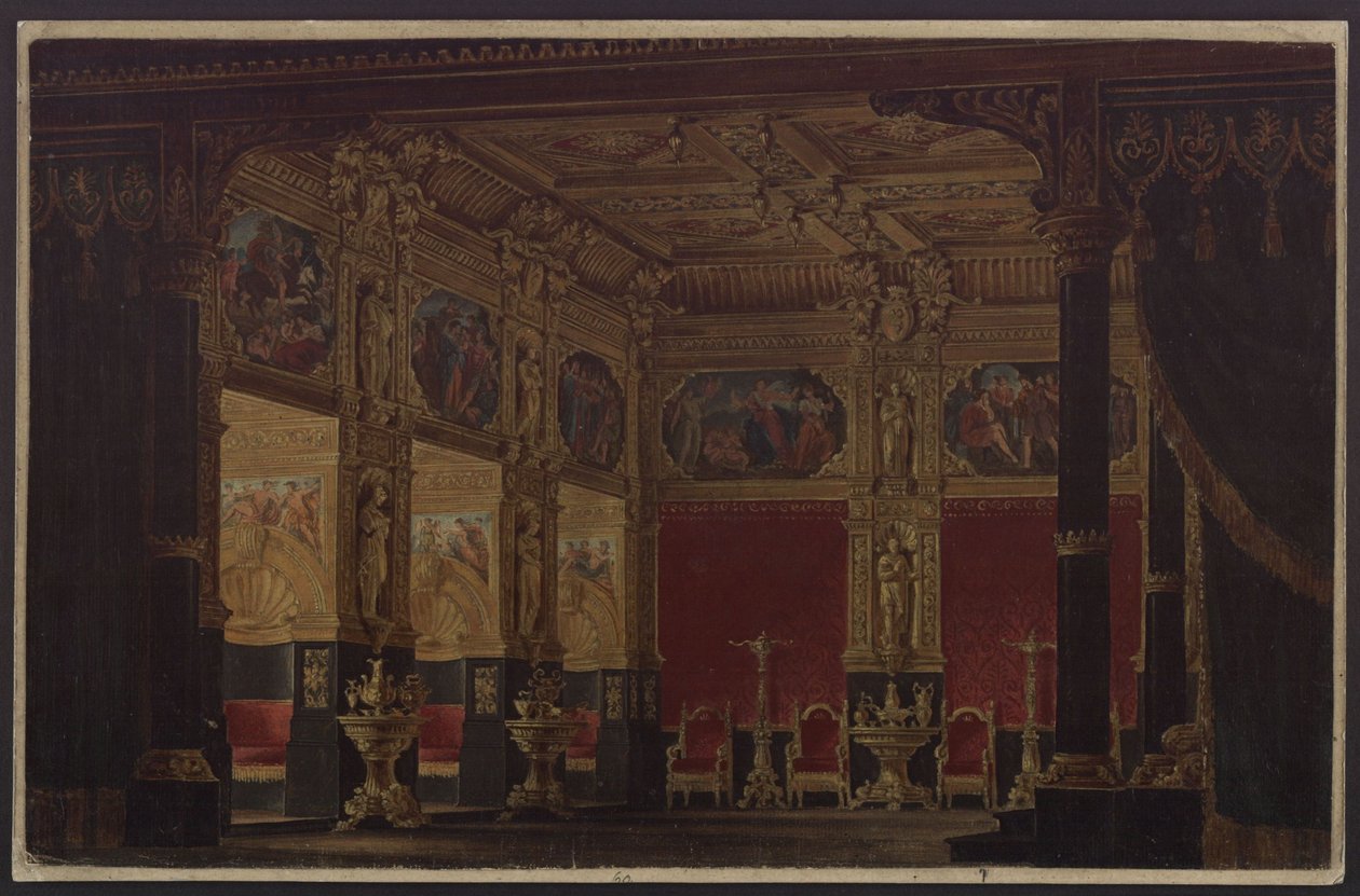 Don Carlos. Tragédie de Friedrich Schiller. Esquisse du 5e décor. Cabinet de la princesse d