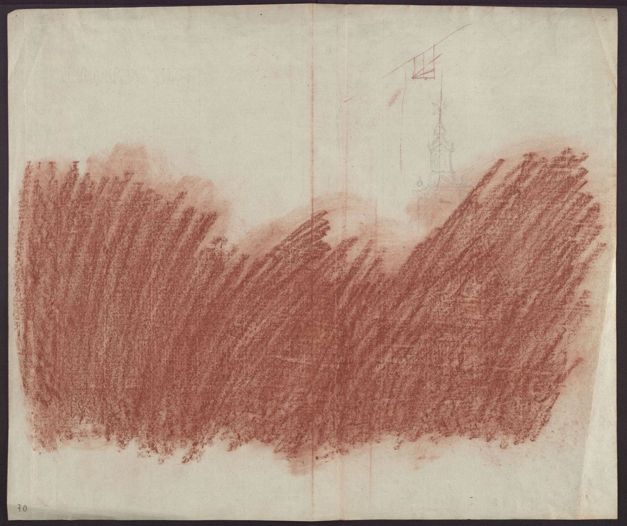 Flächiger Auftrag von Rötel zum Durchzeichnen der Darstellung auf recto - Karl Friedrich Schinkel