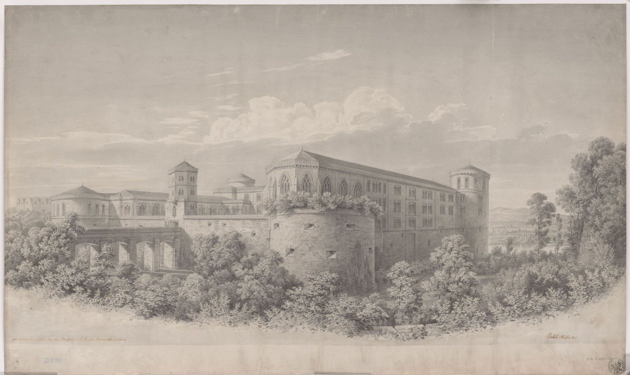 Halle-sur-Saale. Projet de rénovation du château de Moritzburg. Vue depuis le nord-est - Karl Friedrich Schinkel