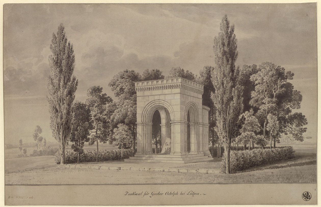 Lützen. Projet de monument au roi Gustave II Adolphe de Suède sous la forme d