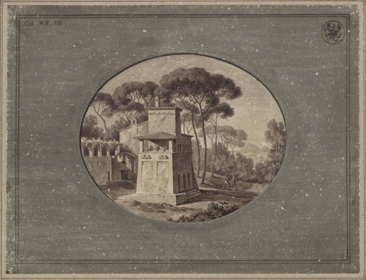 « Ferme laitière dans la pinède de la Villa Borghèse près de Rome » / La Casa Cenci dans le parc de la Villa Borghèse à Rome - Karl Friedrich Schinkel