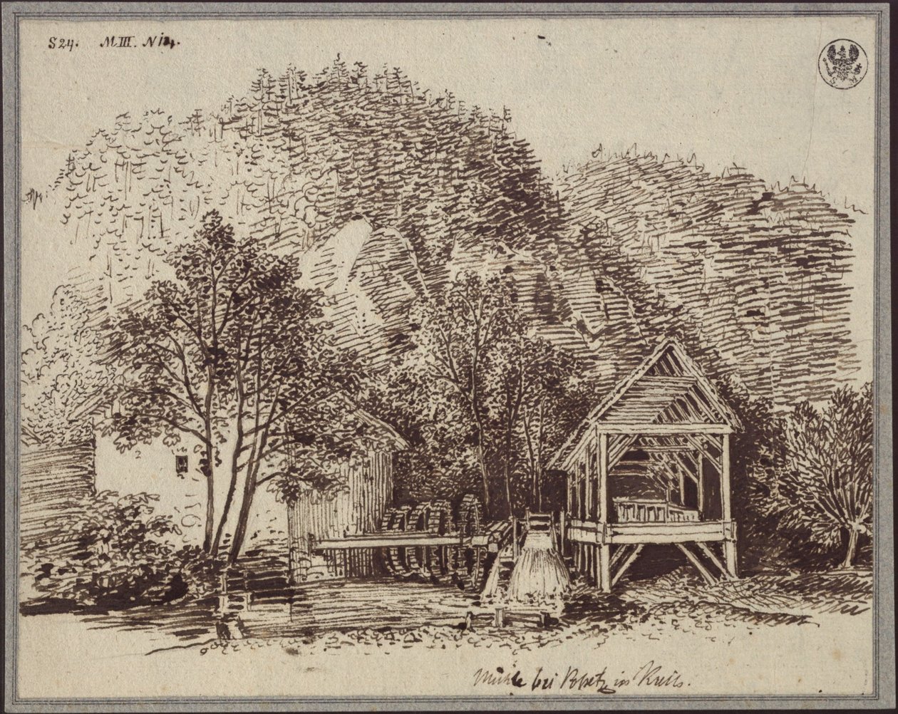 « Moulin près de Popetz en Carniole » / Moulin près du village de Podpetsch (Podpeč) en Carniole - Karl Friedrich Schinkel