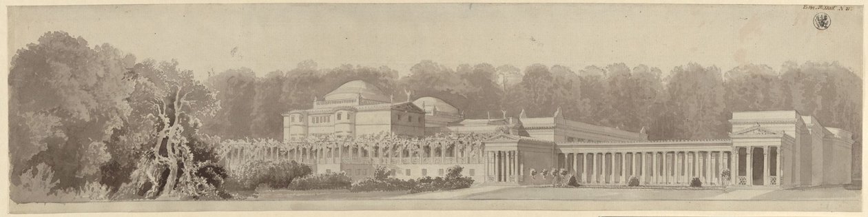 Potsdam-Sanssouci. Ancienne maison de campagne près du château de Charlottenhof. Vue en perspective depuis le nord-est - Karl Friedrich Schinkel