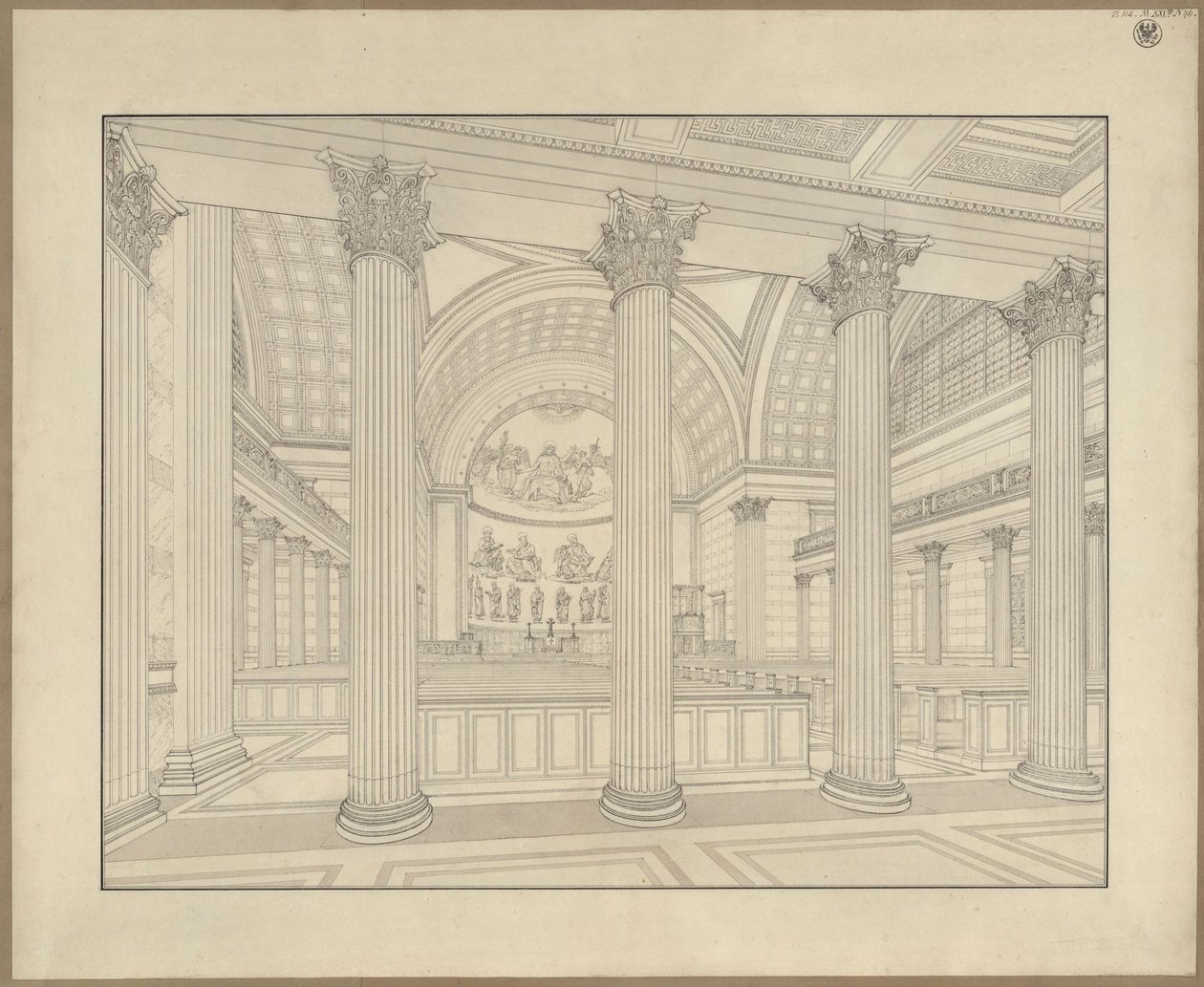 Potsdam. Église Saint-Nicolas. Vue intérieure en perspective du projet d