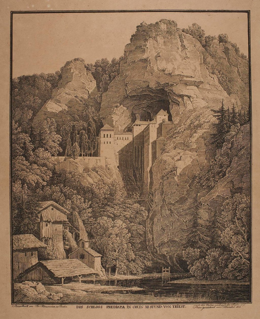 Le château de Predjama près de Trieste - Karl Friedrich Schinkel