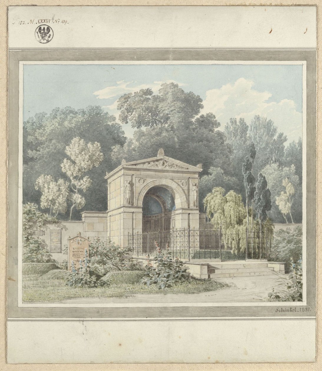Zeitz. Projet pour le monument funéraire de Johann Friedrich Delbrück. Vue - Karl Friedrich Schinkel