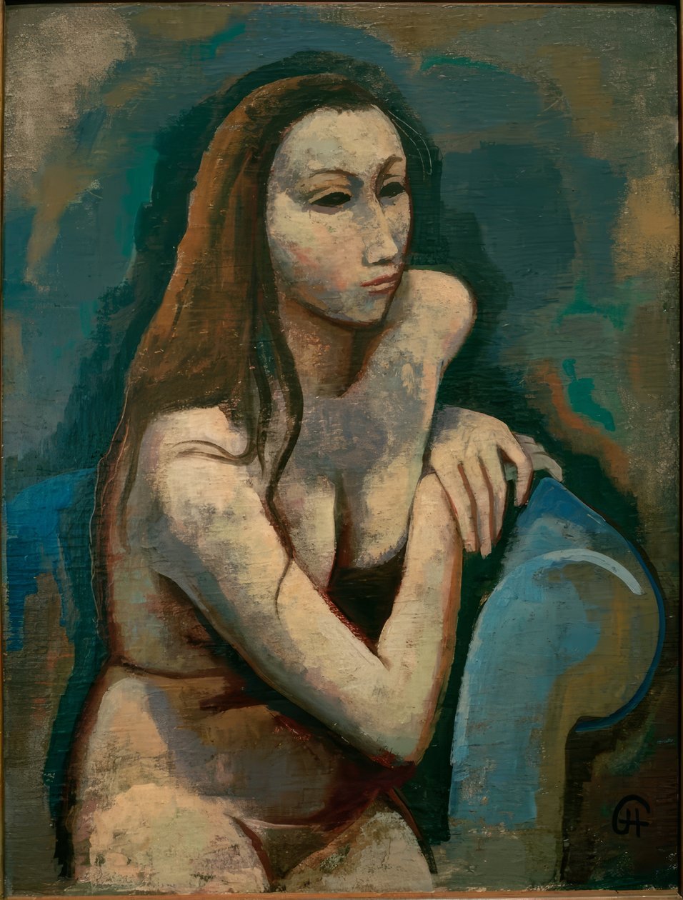 Fille dans un fauteuil bleu - Karl Hofer