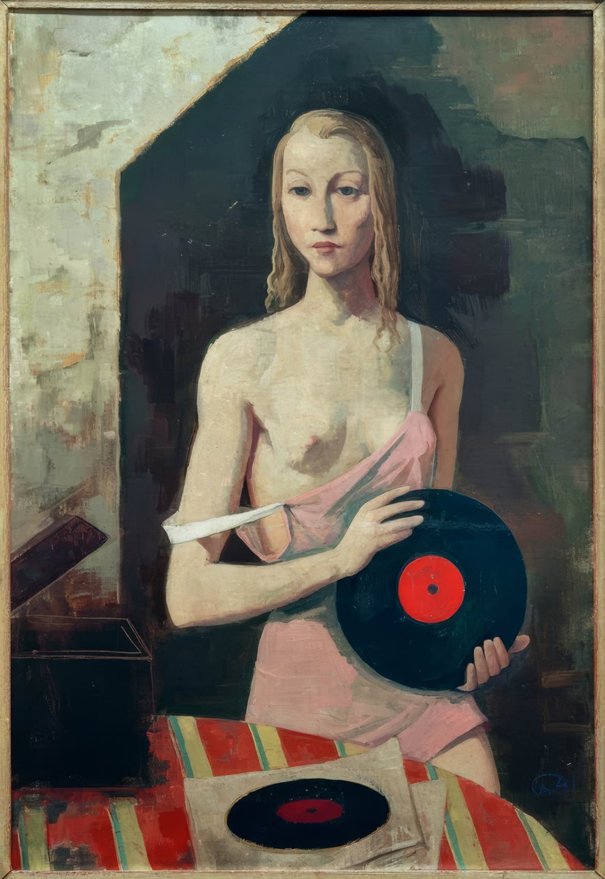 Fille avec disque vinyle - Karl Hofer