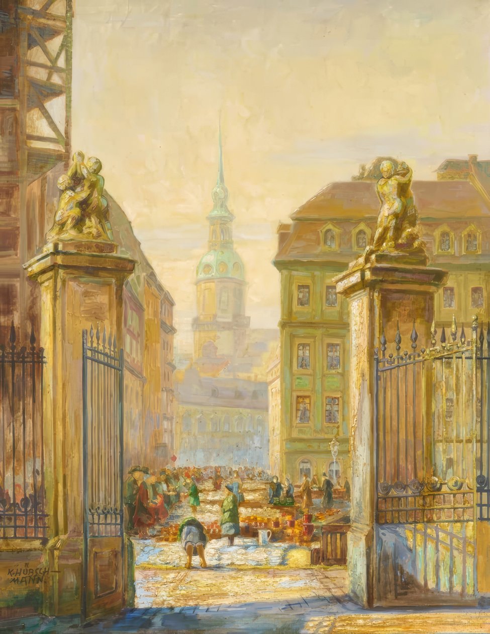 Töpfermarkt auf dem Neumarkt in Dresden von Karl Hübschmann