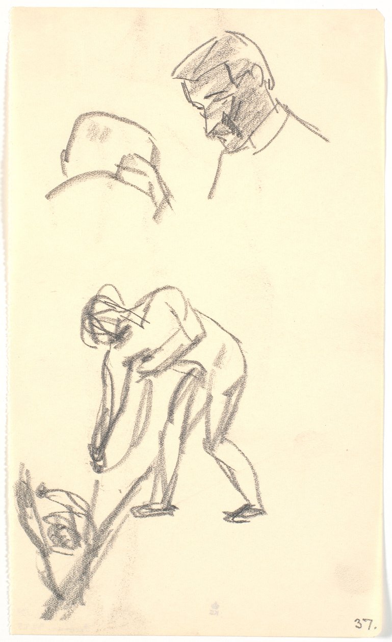 Différents petits croquis : Deux têtes d