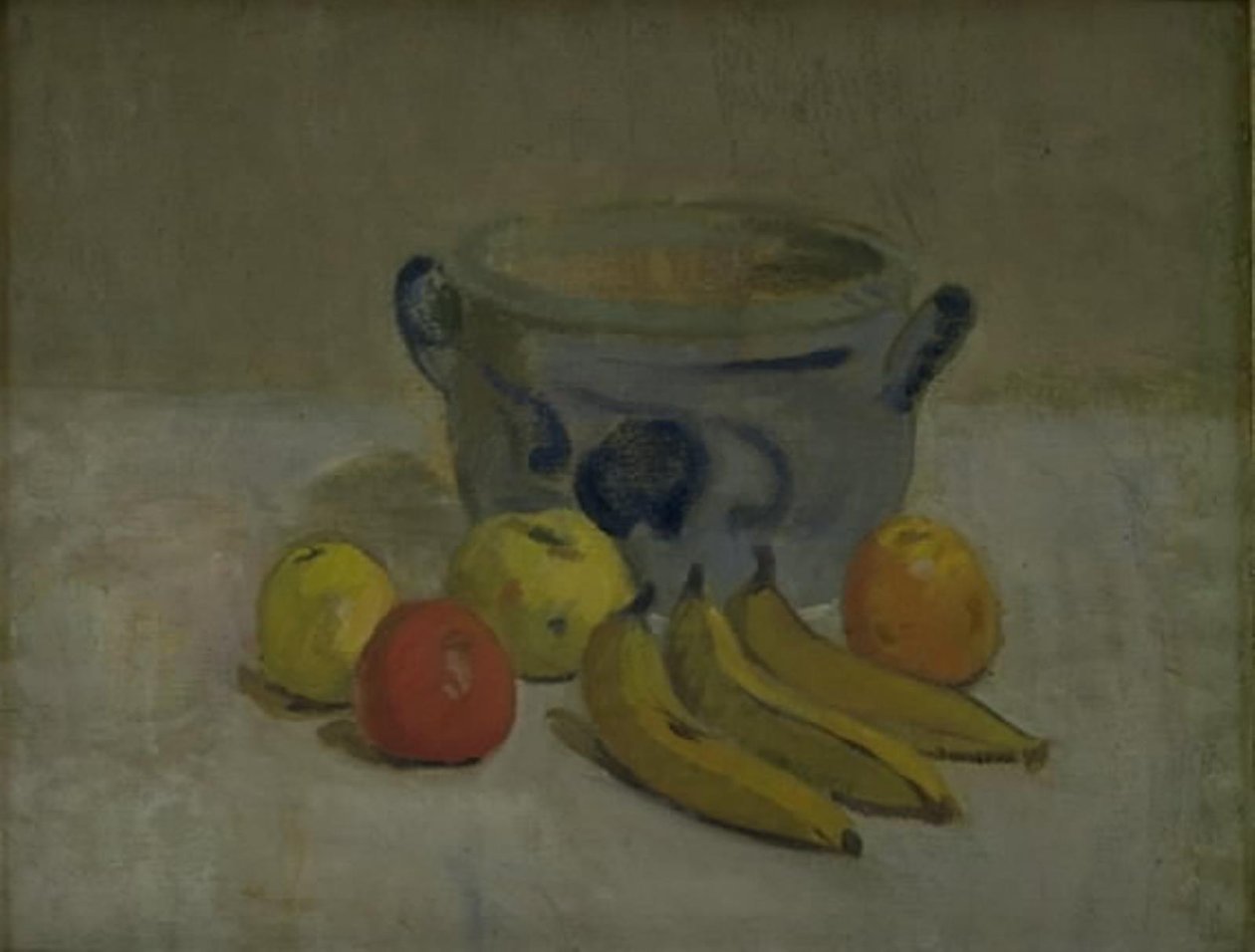 Nature morte avec pot gris, pommes et bananes - Karl Isakson