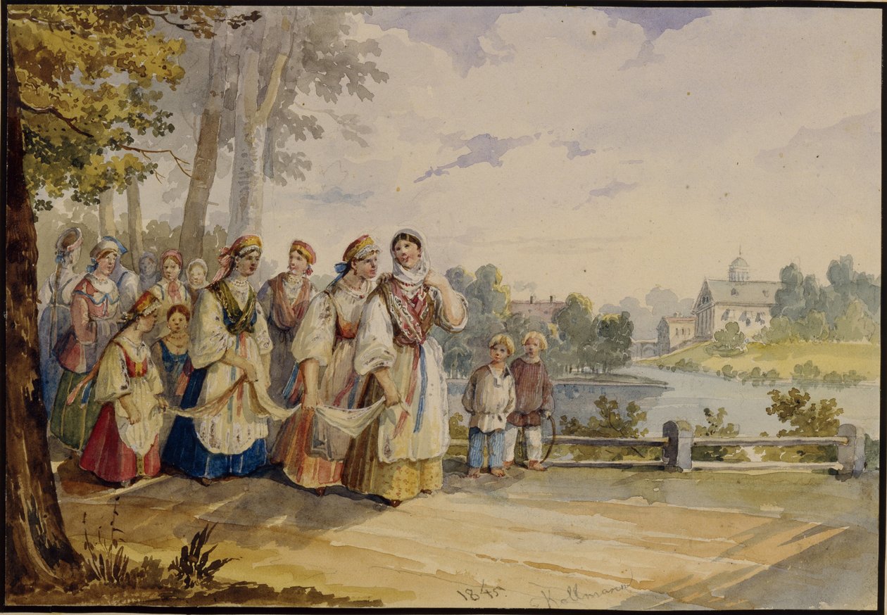 Paysannes russes en robe de fête, 1845 - Karl Ivanovich Kolmann