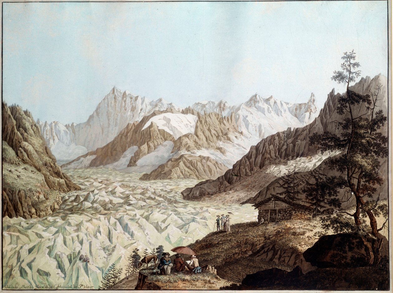 Vue de la mer de glace du Mont Avert près de Chamonix dans les Alpes - Karl Ludwig Hackert