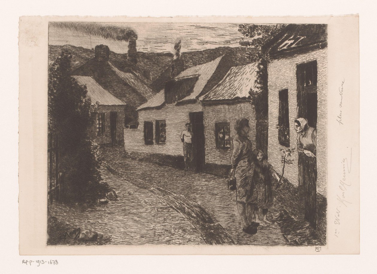 Mère et fille allant de porte en porte dans un quartier ouvrier - Karl Meunier