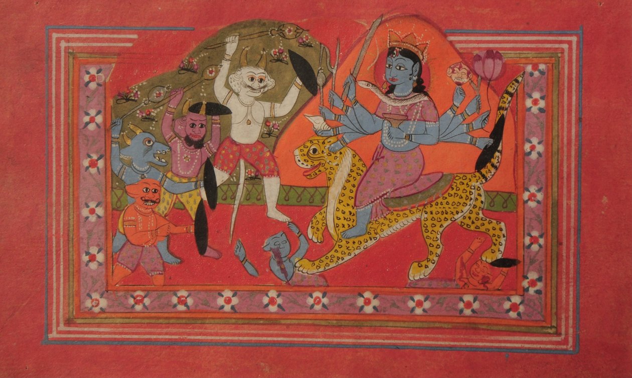 Dévi à dix bras anéantissant des démons - Kashmir School