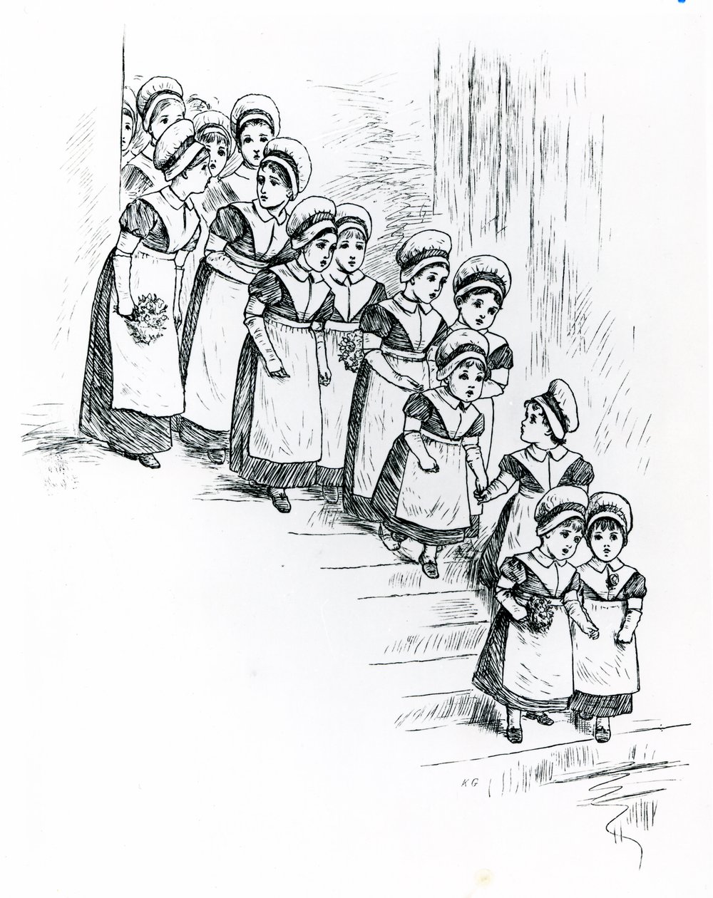 Enfants de la charité, c.1880 (gravure) - Kate Greenaway