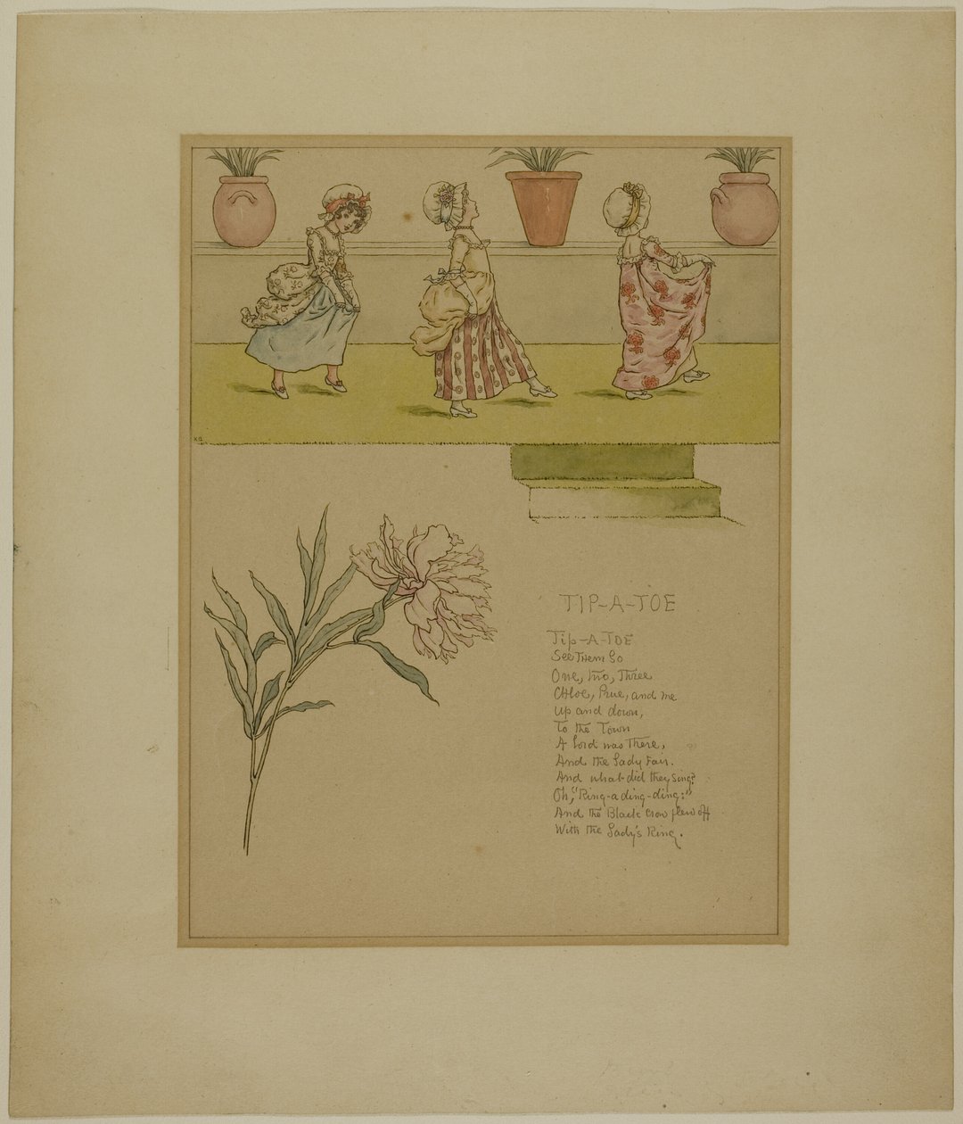 Étude pour Tip a Toe, du Jardin de Marigold - Kate Greenaway
