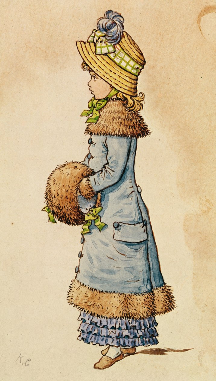 Tenue du dimanche - jeune fille en bleu - Kate Greenaway