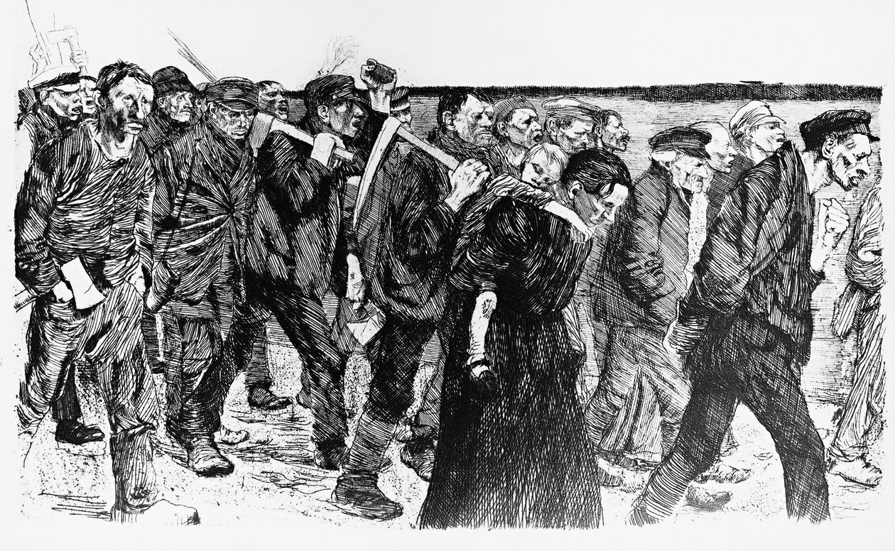 Manifestation de travailleurs, illustration de Käthe Kollwitz pour l