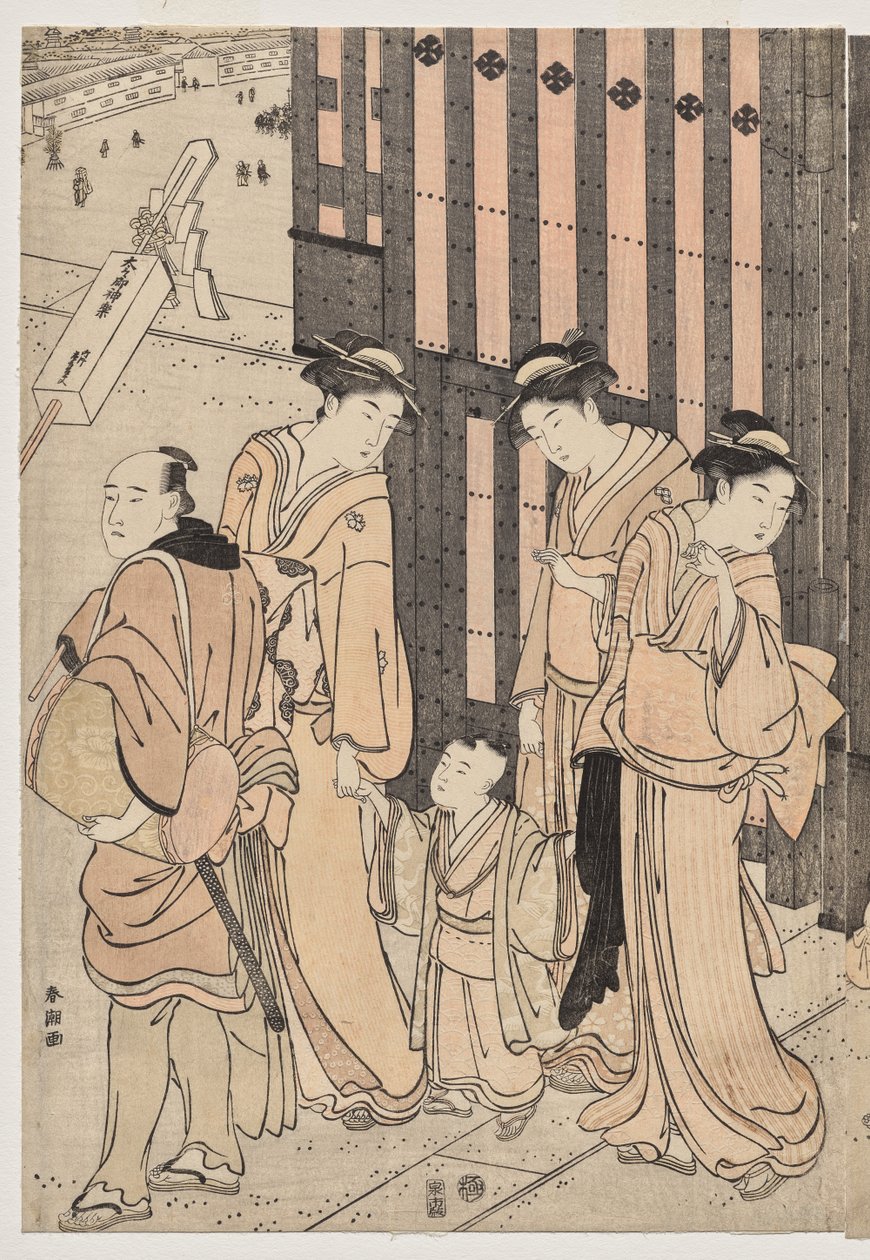 Mille automnes, dix mille ans sur le pont Tokiwa - Katsukawa Shuncho