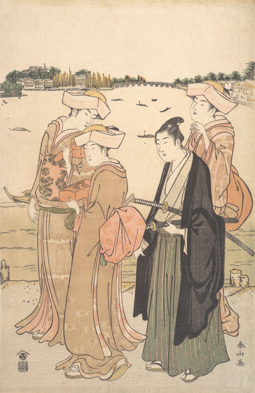 Un Jeune Samouraï et Trois Femmes, vers 1789 - Katsukawa Shunzan