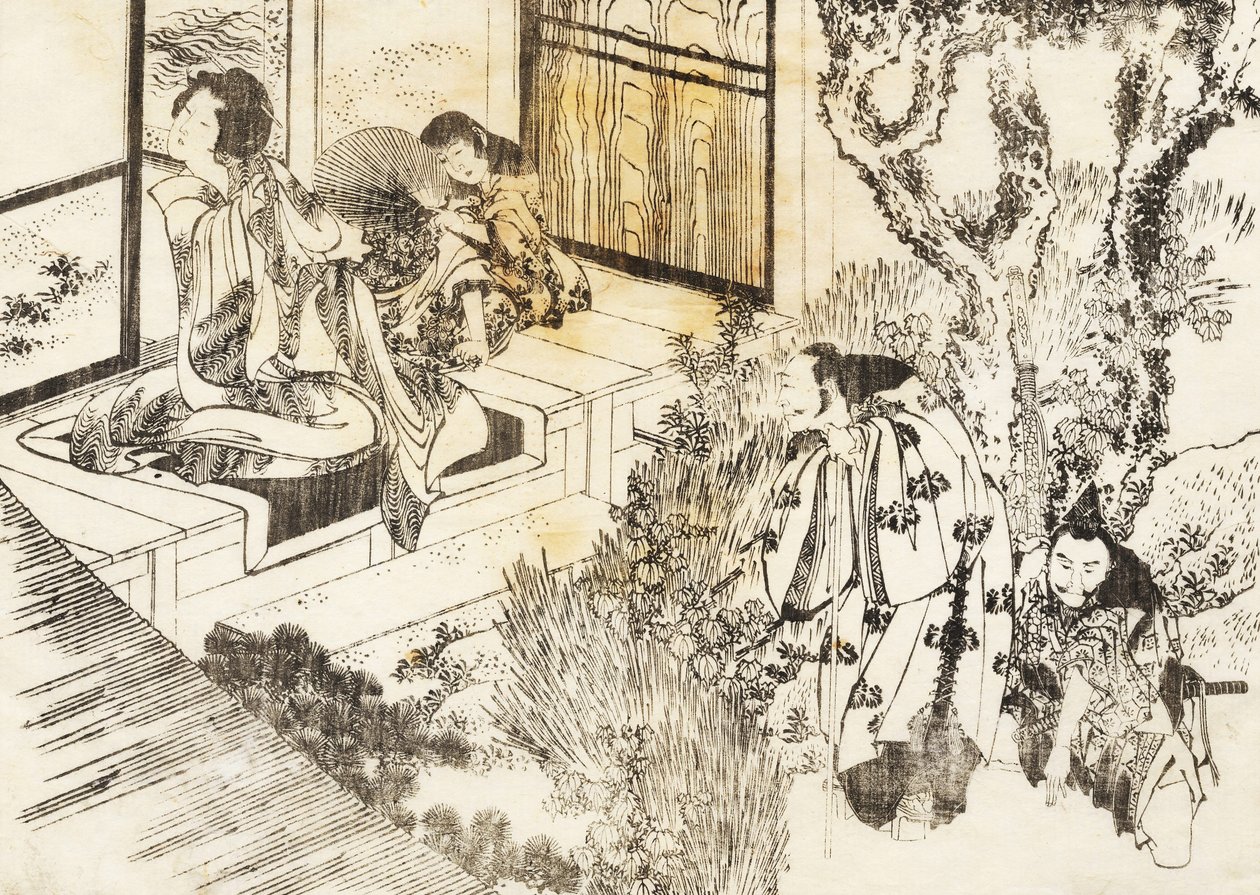 Un Homme Regarde une Belle Femme - Katsushika Hokusai