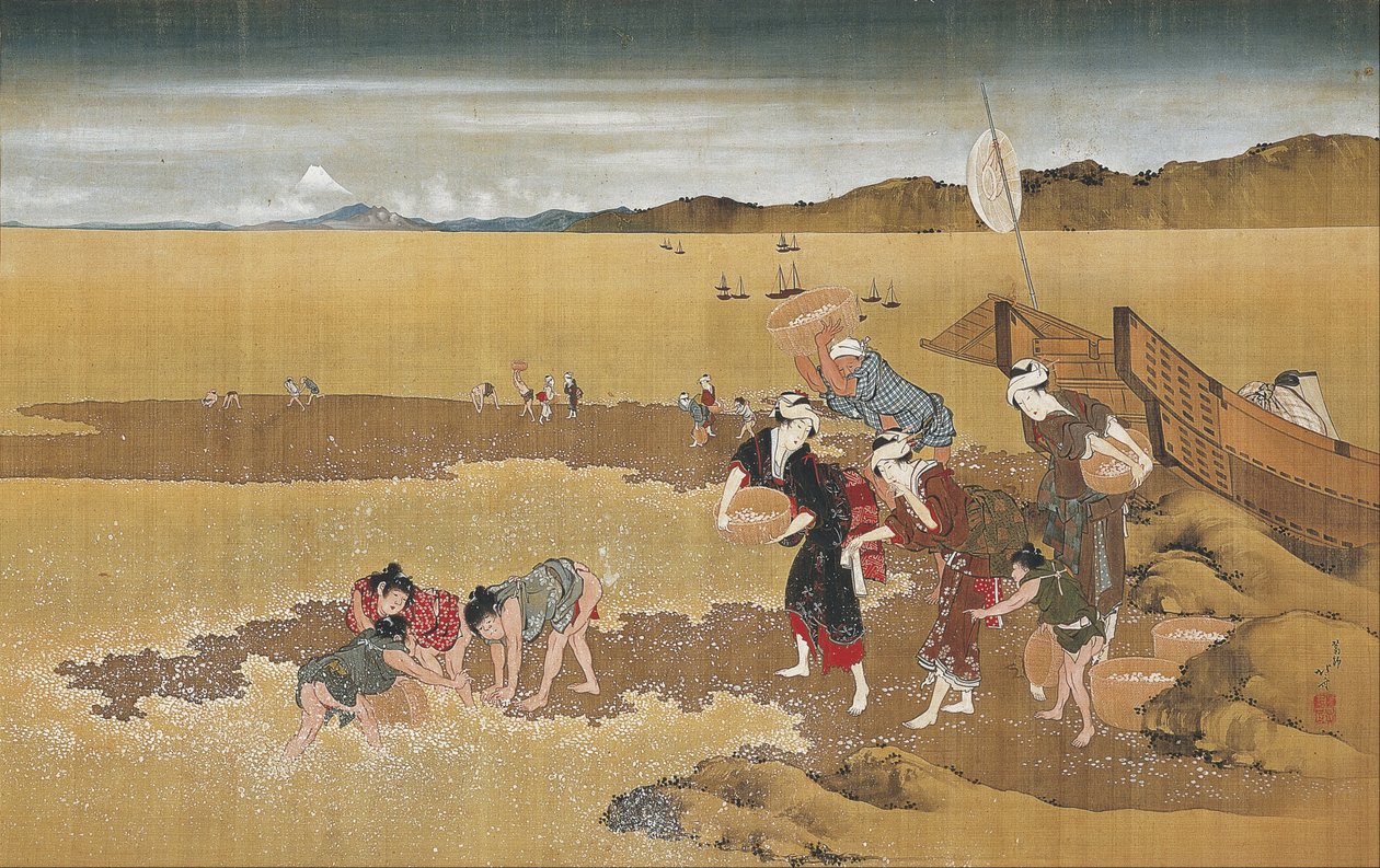 Récolte de coquillages - Katsushika Hokusai
