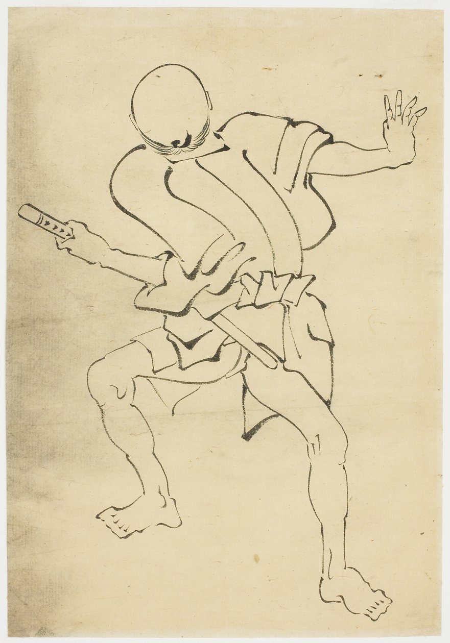 Attendant armé (étude) - Katsushika (school of) Hokusai