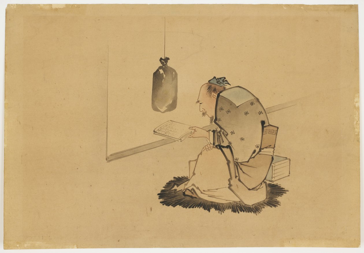 Érudit lisant à une fenêtre - Katsushika (school of) Hokusai