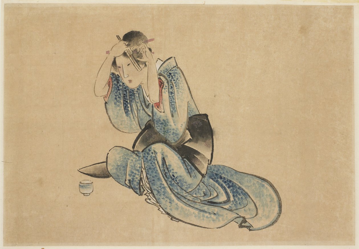 Dame assise à sa toilette - Katsushika (school of) Hokusai