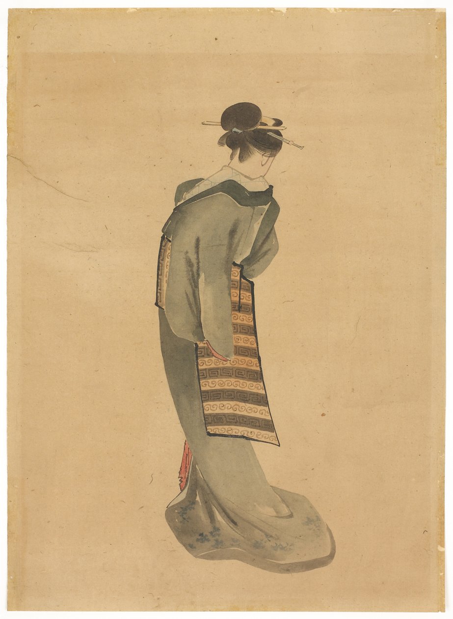 Beauté debout (vue de dos) - Katsushika (school of) Hokusai