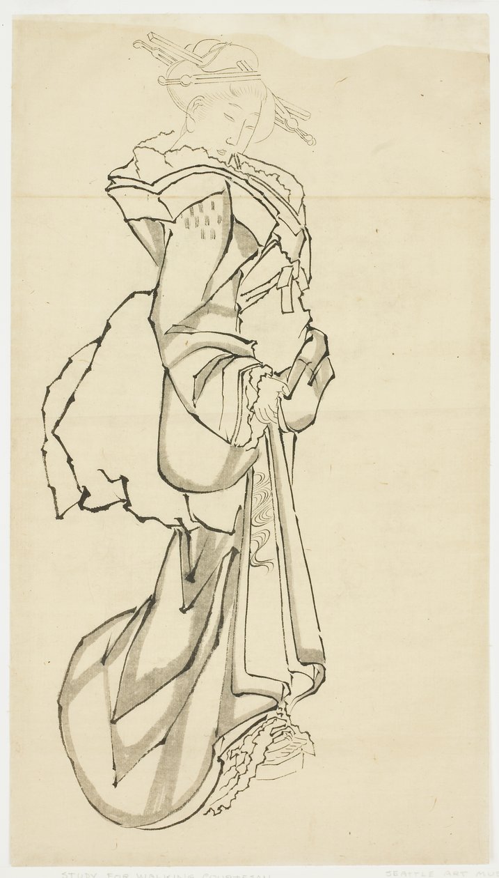 Courtisane marchant (étude), c.1815-1849 - Katsushika (school of) Hokusai