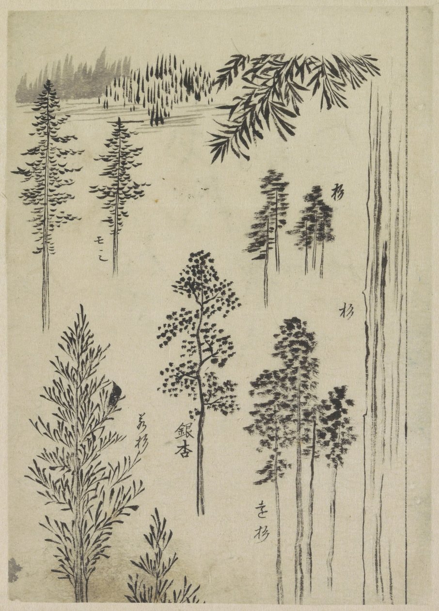 Paysage avec arbres - Katsushika Hokusai (possibly)