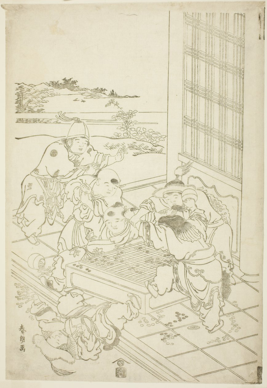 Garçons Chinois et Tartares se Querellant pour une Partie de Go - Katsushika Hokusai
