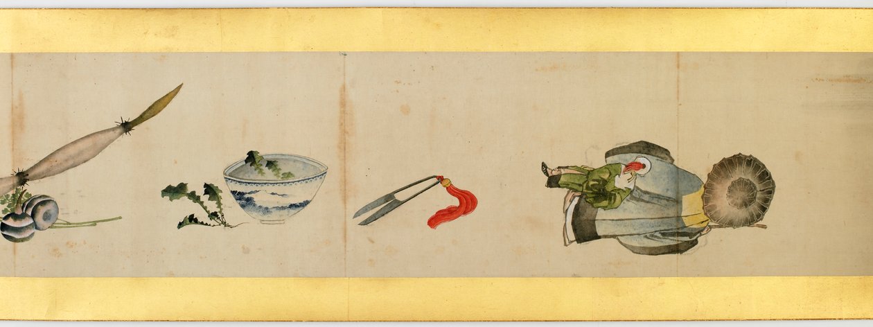 Rouleau de main avec images diverses, période Edo, 1839 (détail) - Katsushika Hokusai