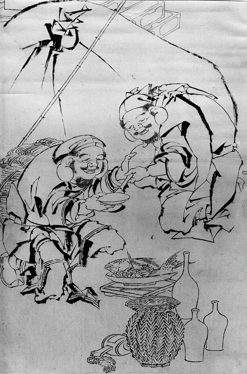 Ebisu et Daikoku célébrant le festival du Nouvel An, 18e-19e siècle - Katsushika Hokusai