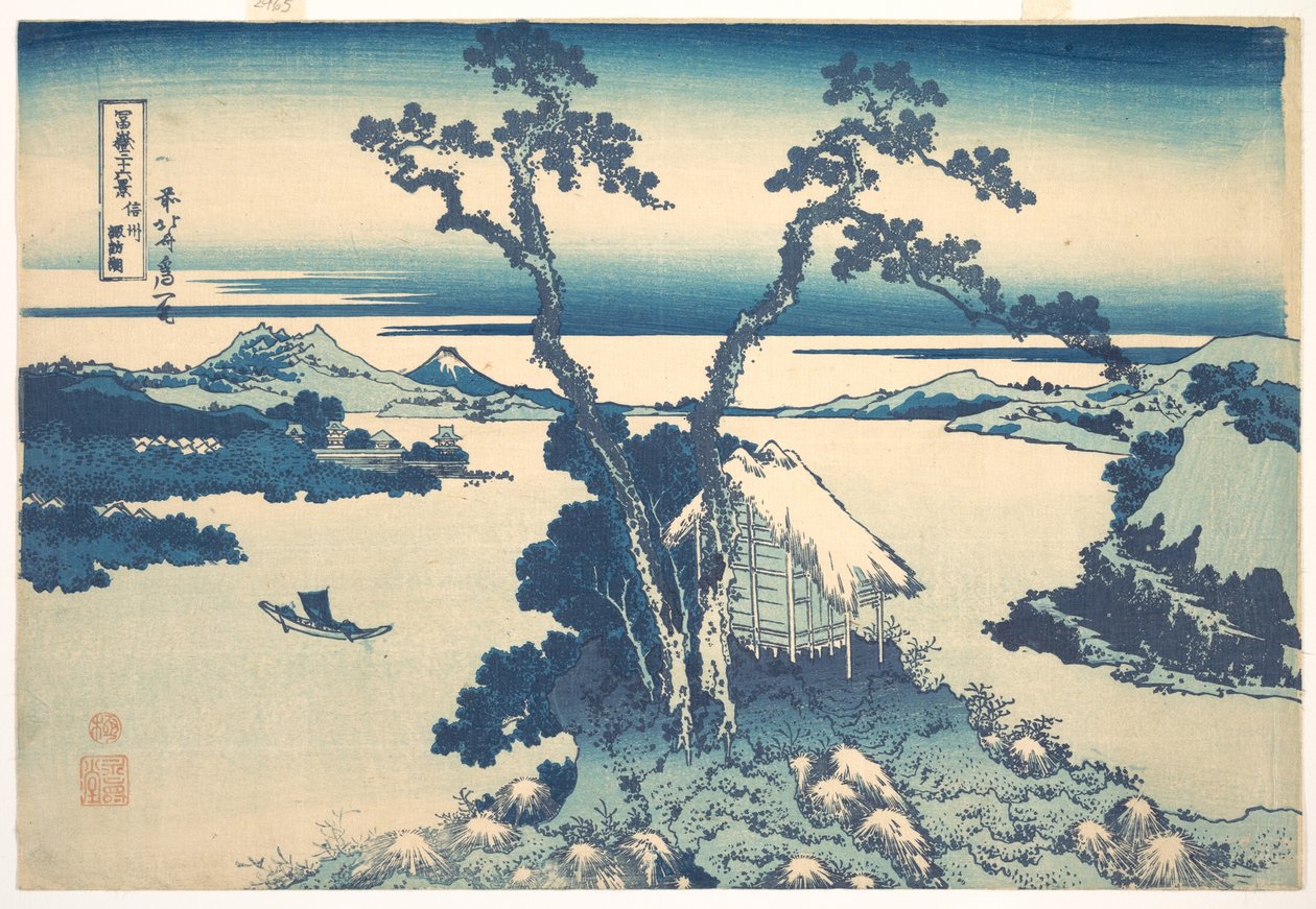 Le lac Suwa dans la province de Shinano (Shinshū Suwako), tiré de la série « Les trente-six vues du mont Fuji » (Fugaku sanjūrokkei) - Katsushika Hokusai
