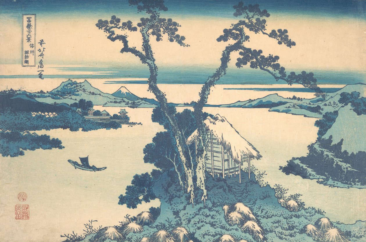 Lac Suwa dans la Province de Shinano, de la série Trente-six Vues de... - Katsushika Hokusai