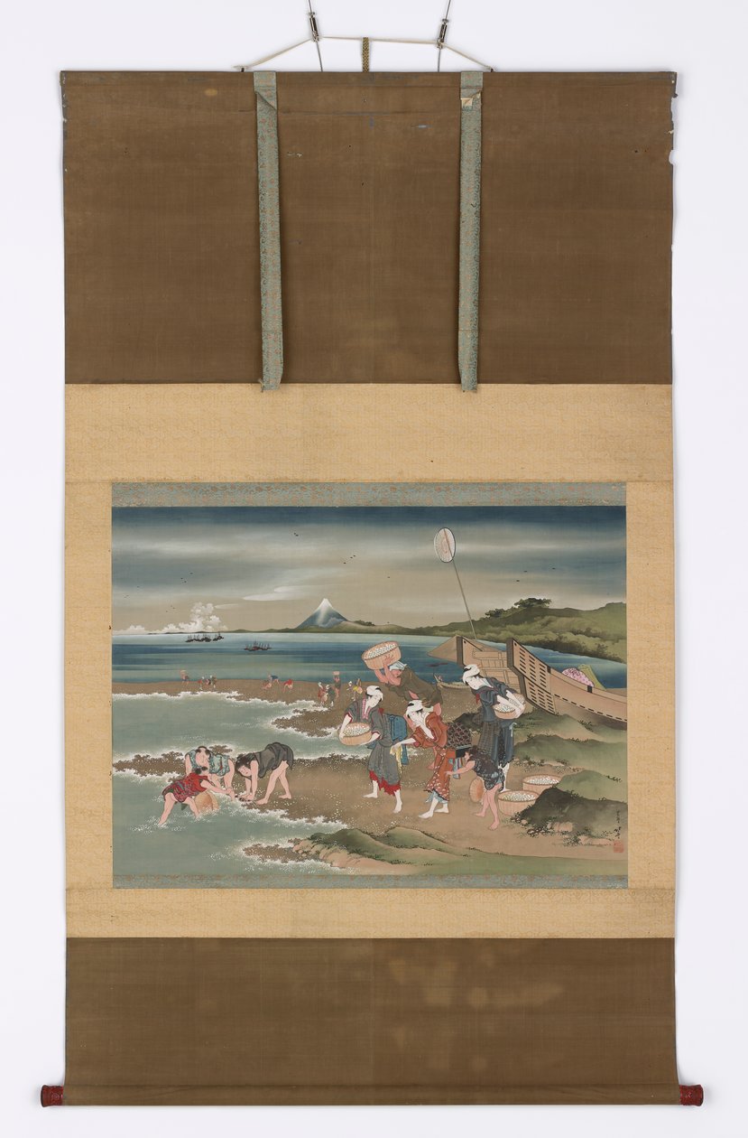 Paysage : ramasseurs de palourdes sur le rivage - Katsushika Hokusai