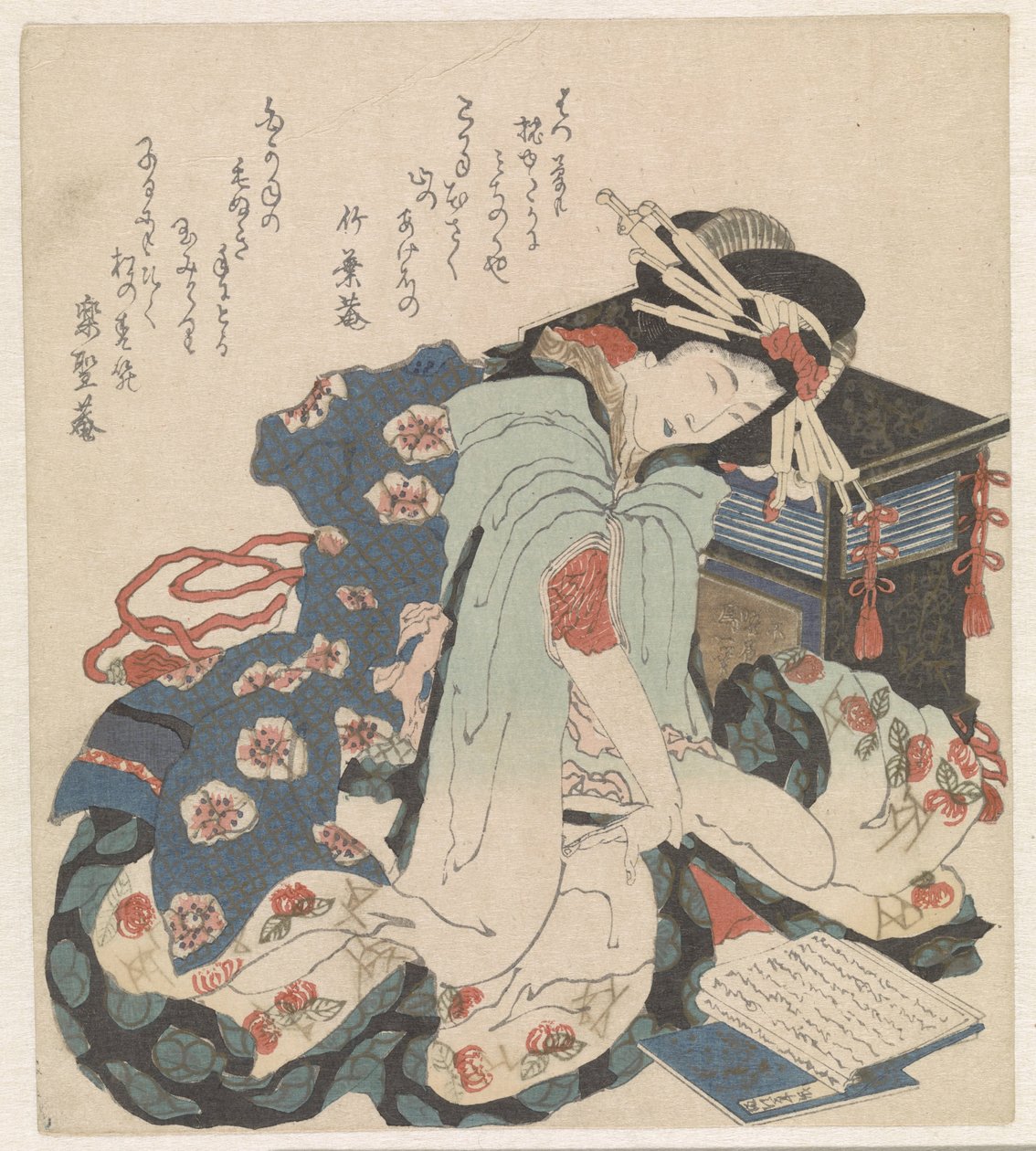 Femme lisant - Katsushika Hokusai